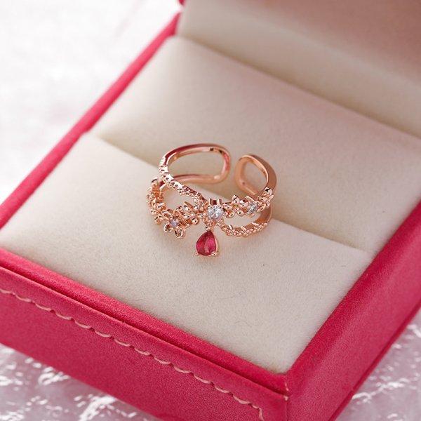 Neue Zarte Zirkon Ringe Micro-intarsien Kristall Elegante Blumen Herz Ringe Für Frauen Verstellbare Öffnung Ringe Partei Schmuck