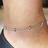 Summer Beach Double Layer Bead Chain Anklet Women Sandal Barefoot Ankle Bracelet