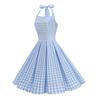 Checked, off-the-shoulder, figure-hugging, edgy, backless, sexy, pleated, vintage halter-neck dress