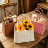 Woven Rattan Tote Basket with Handle for Grocery Shopping Picnic Gift Baskets Kitchen Bathroom Organizing Home Storage and Decor
