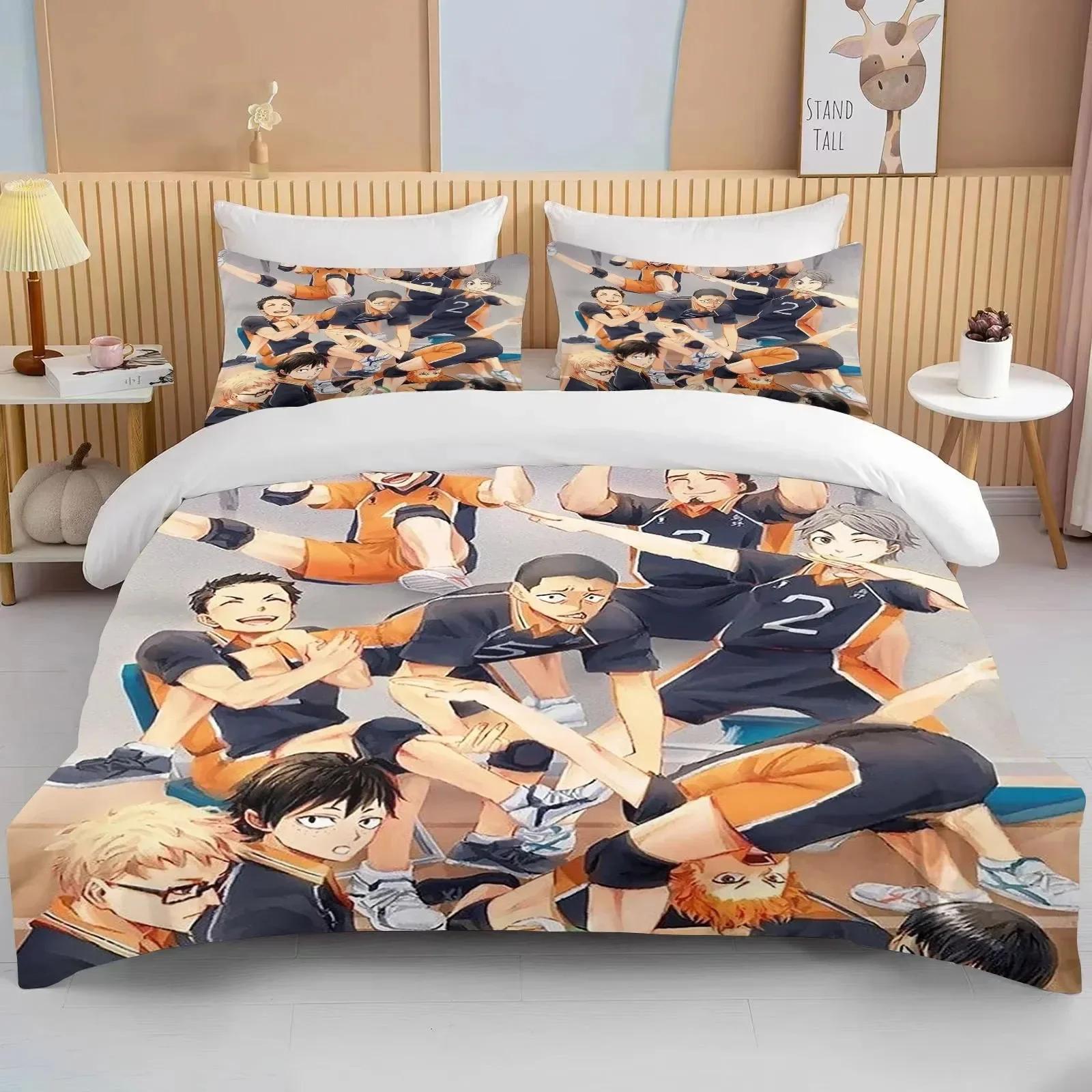 

Новые 3D комплекты постельного белья Haikyuu Мультяжное одеяло Покрывало Аниме Пододеяльник Наволочки Комплекты Взрослые Детские Комплекты постельного белья Домашний текстиль 70x133cm 2pcs