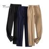 Women Suit Pants High Waist Button Zipper Fly Office Lady Trousers with Pockets Solid Color Slim Fit Straight Leg Trousers