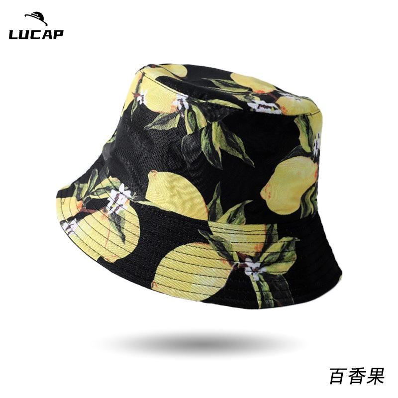 New men's and women's front and back double-sided basin hats, popular printed bucket hats, outdoor casual sun hats