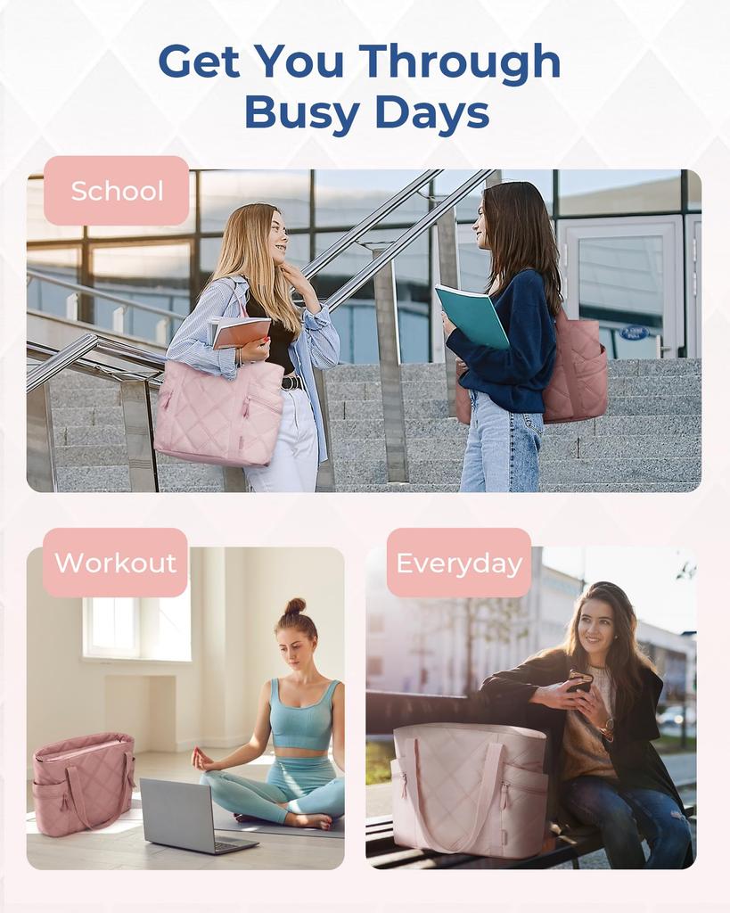 BAGSMART Large Capacity Tote Bag for Women, Travel Bag, Shoulder Bag, Diaper Bag, Commuter Bag, School Bag