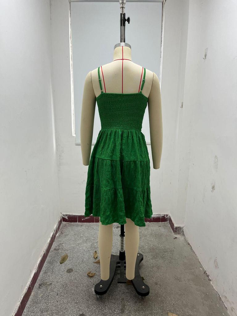 2024 One-Shoulder Solid Color Textured Dress - Versatile Summer Women's Fashion