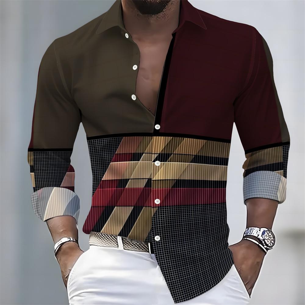 Men's Striped Long-Sleeved Shirt - Stylish, Business Casual, and Comfortable Men's Top, Suitable for Various Occasions.