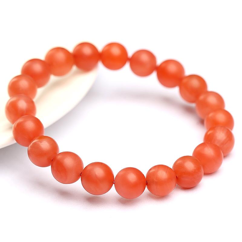 Hongchu Crystal Natural Baoshan Southern Red Agate Round Bead Bracelet Full-color Baoshan Southern Red Agate Bracelet