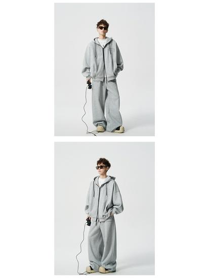 Unisex Heavyweight Trendy Sports Hoodie & Sweatshirt Two-Piece Set for Autumn