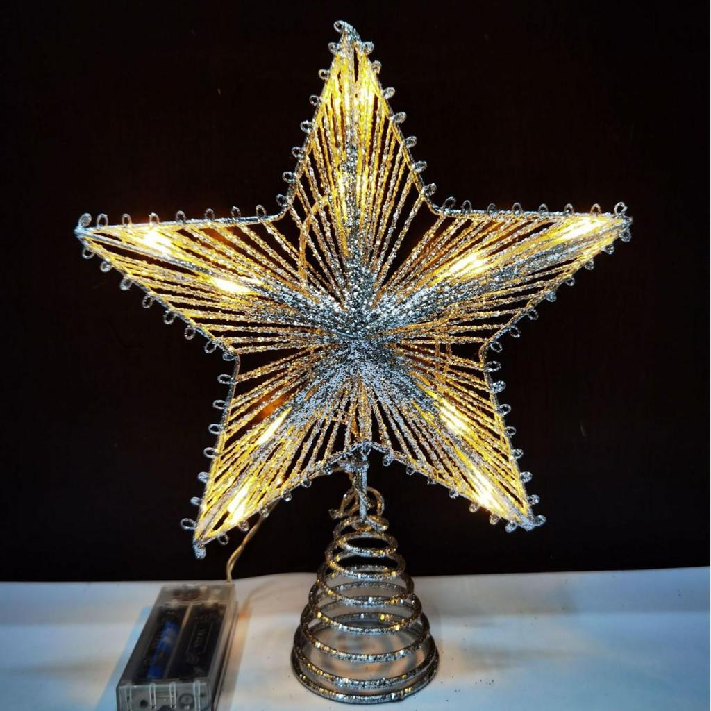 2025 Glittering Five-Point Tree Top Star Light for Christmas Trees