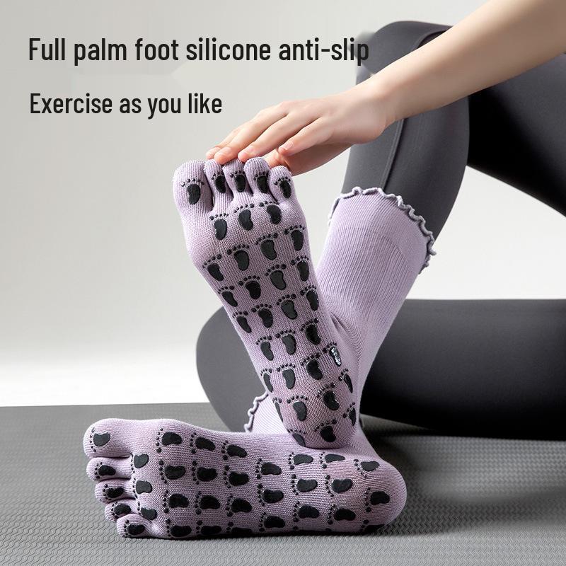 Non-slip Five-finger Yoga Socks - Spring/Summer Ballet Style for Pilates, Casual Japanese Sweet Design, Versatile Split-toe Sports Socks