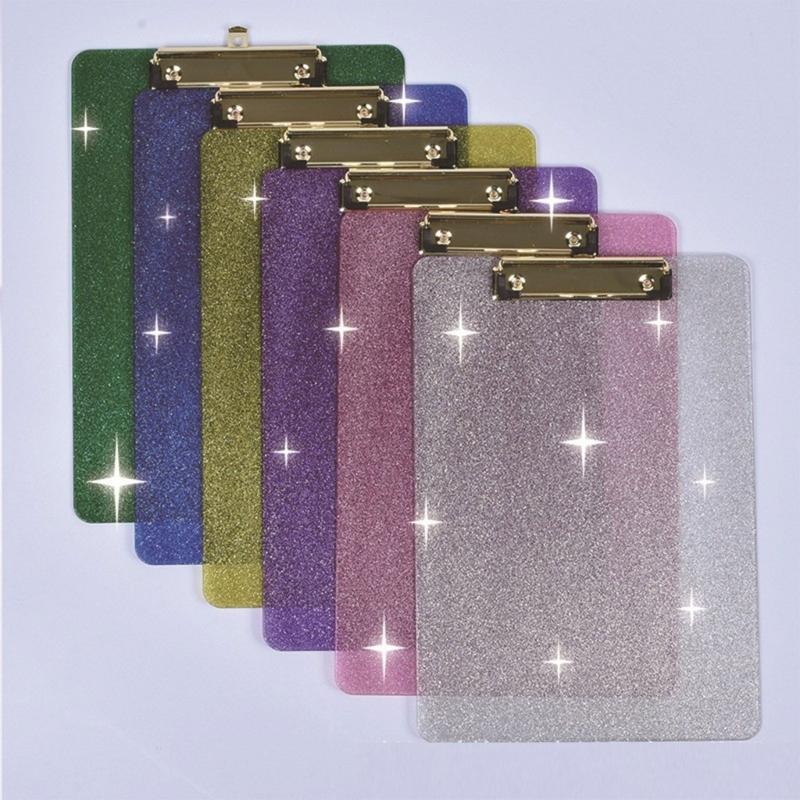 A4 Document Clipboard Glitter Clipboards Acrylic Hanging Clipboard Office School Supplies for Teacher Women Man