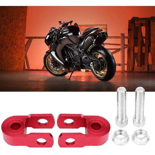 Rear Shock Extender, Aramox 2PCS Absorber Riser Universal Motorcycle High Damping Device Thicken Pad Chassis Extender Taper Riser With Screws Red