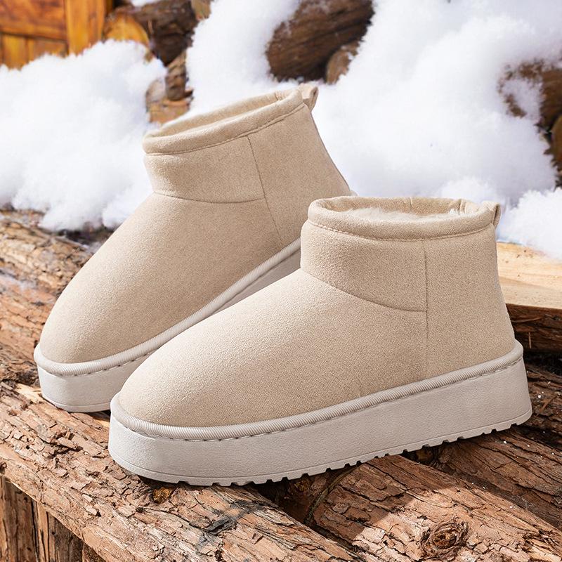 Bottes d'hiver montantes pour femmes, antidérapantes, à semelle épaisse, en coton, avec doublure en peluche
