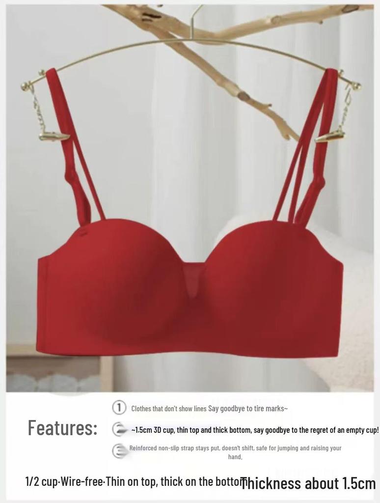 Strapless Push-Up Bra with Thin Straps for Small Breasts, Underwire-Free, Anti-Slip, Lifting and Shaping for a Beautiful Back