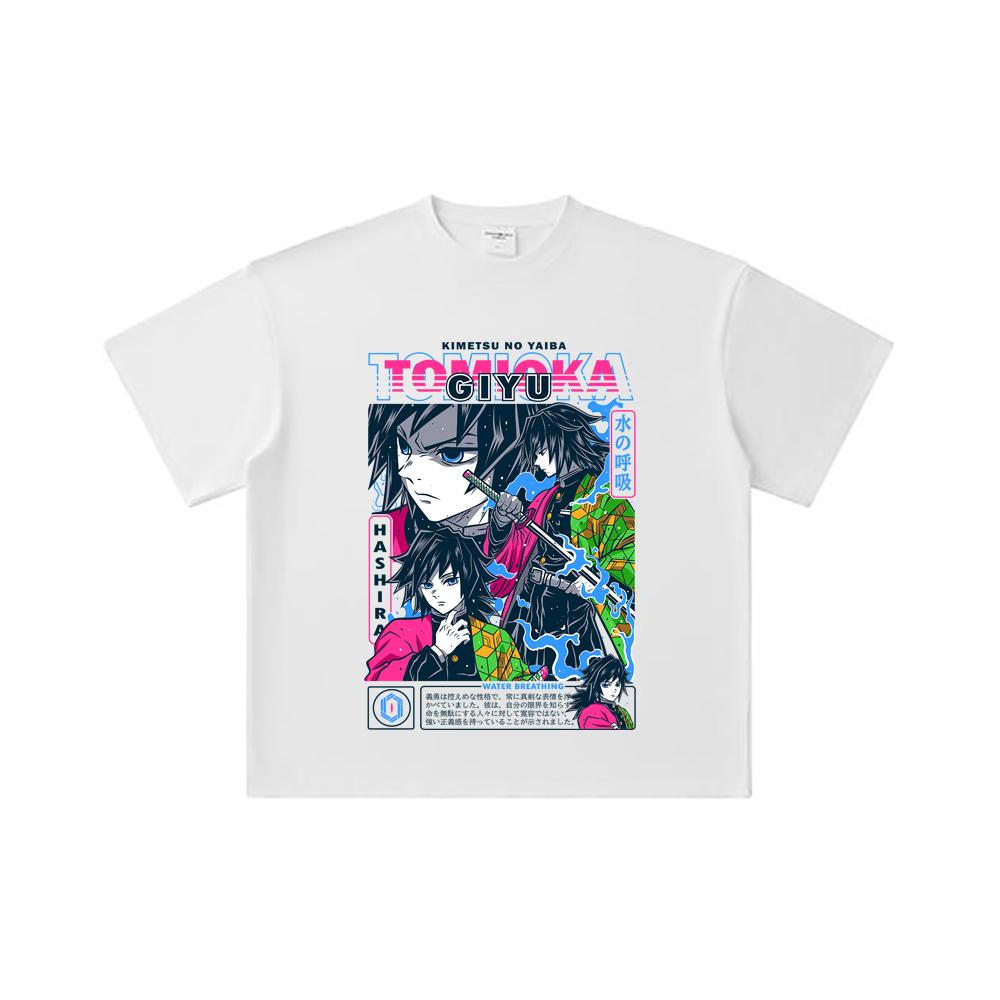 260 GSM Double Yarn 32 Count 100% Cotton Demon Slayer V10 Tomioka Print Unisex Heavy Cotton T Shirt