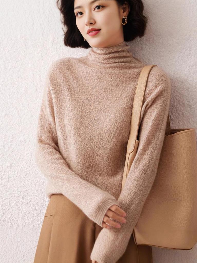 Women's Twelve-Needle Turtleneck Cashmere Sweater - Versatile Autumn/Winter High-End Base Layer
