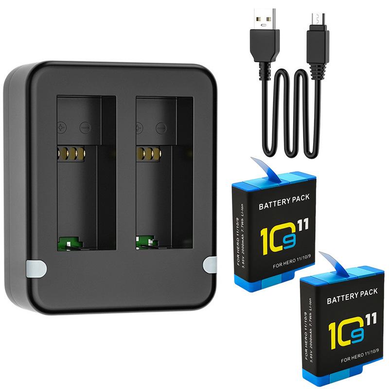 Dual Battery Charger For GoPro 9 10 11 Battery Charger LED Light Charging 2Ways for GoPro Hero 10 11 Action Camera Accessories