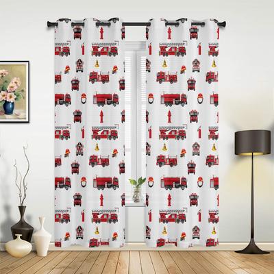 Vorhänge mit Cartoon-Muster, rotes Feuerwehrauto, für Schlafzimmer, Wohnzimmer, Küche, Kinderzimmer, Fenstervorhang, moderne Wohnkultur