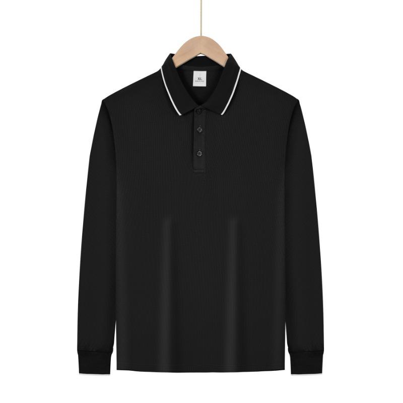 Men S Solid Color Long Sleeve Casual Thin Polo Shirt