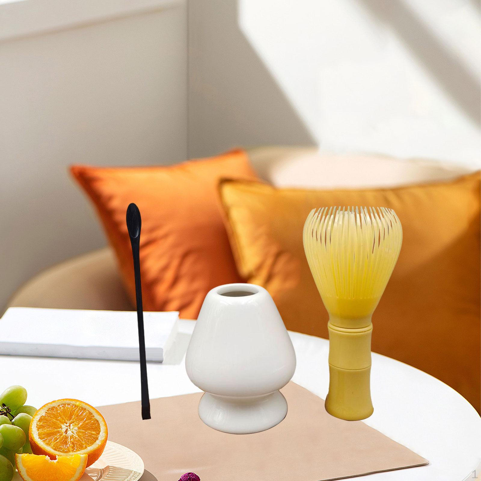 

Набор из 3 японских венчиков для матча, традиционная ложка, чайная чаша, аксессуары для белый