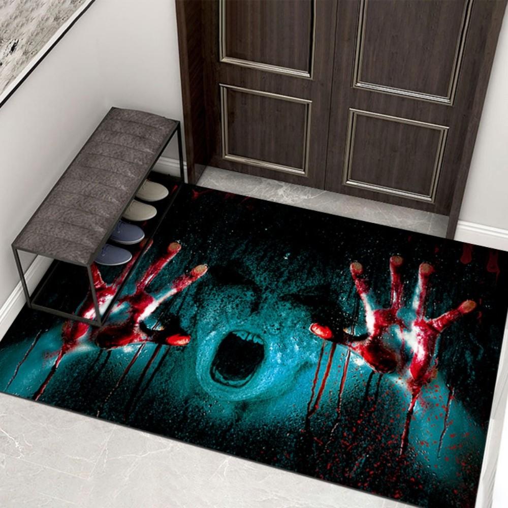 VIKAMA Halloween Themed Entrance Door Mat Anti Slip Doormat For The Entrance Hall Pumpkin And Bat Entrance Decoration Mat 40x60cm