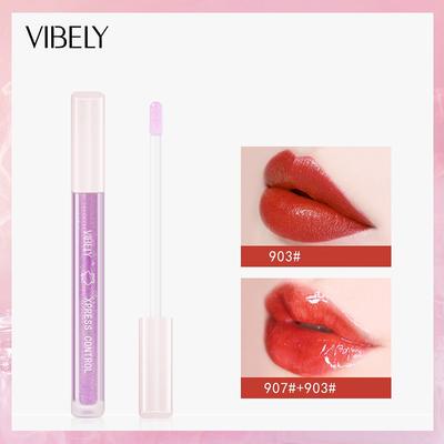 VIBELY Young Girl Fantasy Transparent Mirror Watery Lip Glaze Fine Glitter Pearlescent Lip Gloss Non-Stick Lip Gloss Primer