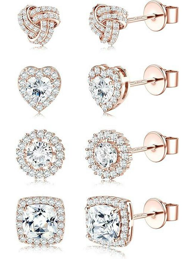 

Элегантные квадратные серьги-пусеты из розового золота и желтого циркона - Идеальный рождественский подарок