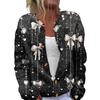 Women's Fashion Printed Long Sleeve Knitted Cardigan Button Down Jacket
