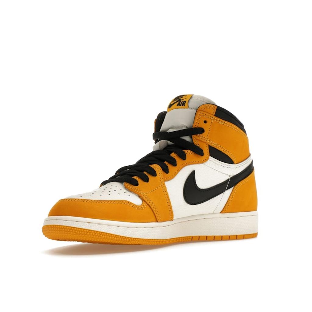 Air Jordan 1 Retro High OG GS Yellow Ochre Kids Sneakers Black Sail FD1437-701
