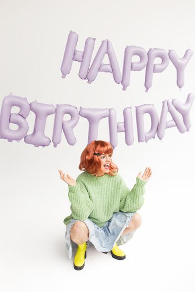 Folienballon Happy Birthday, 340X35cm, Violett
