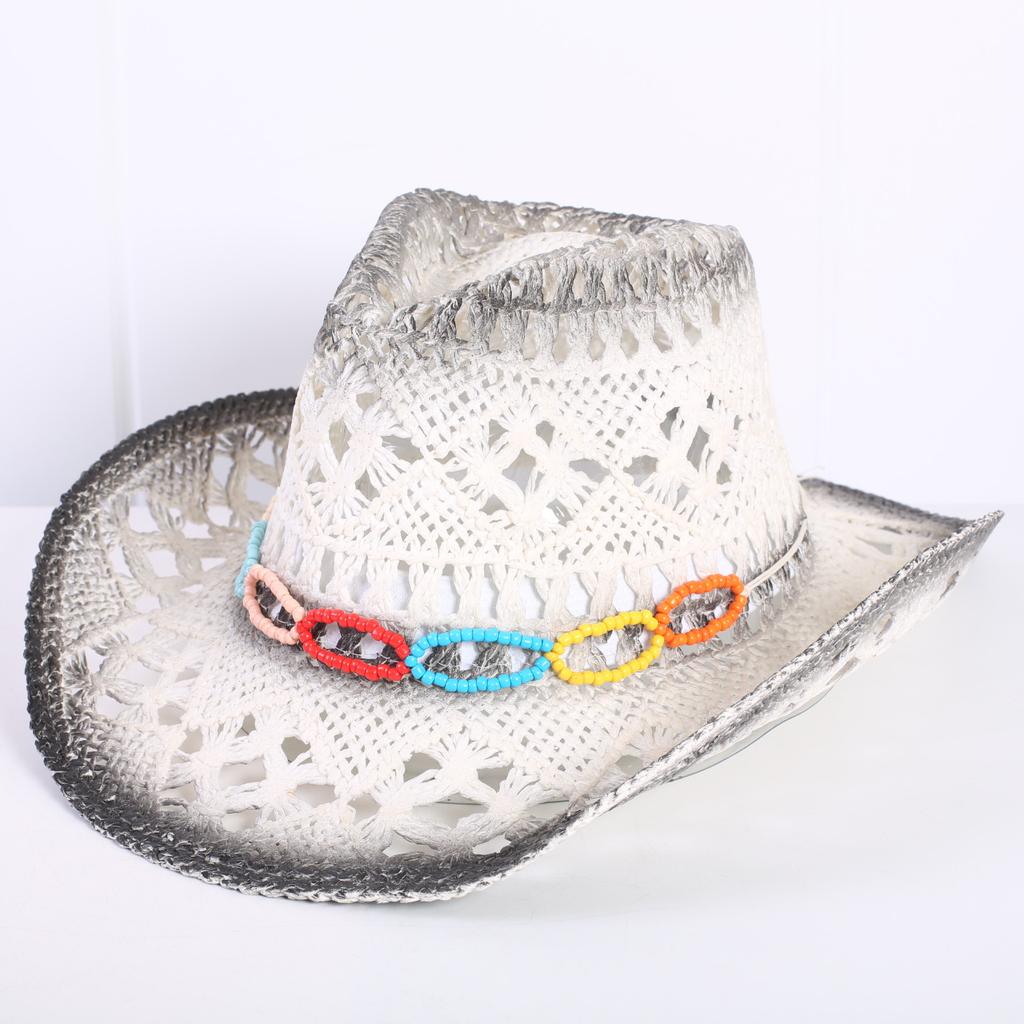 Popular sombrero de vaquero occidental hueco clásico europeo y americano, moda para hombre y mujer, sombrero de paja transpirable para vacaciones, protección solar