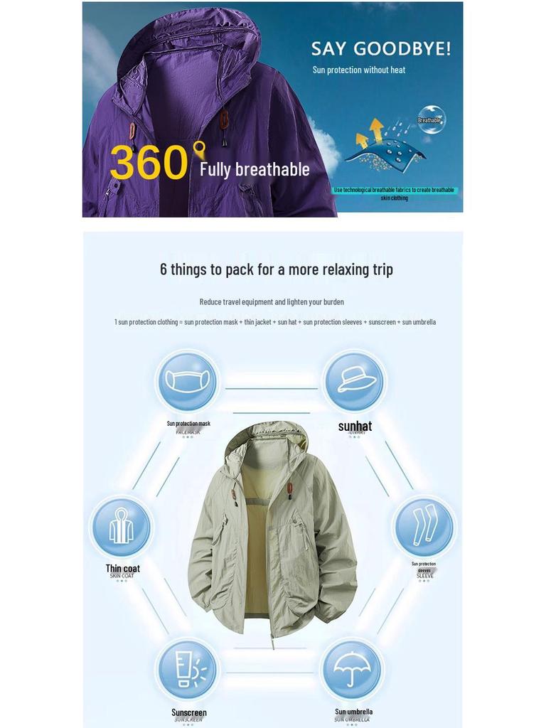 2025 Summer Breathable Ice Silk Skin Coat for Men & Women - Outdoor Fishing Sunscreen Windbreaker