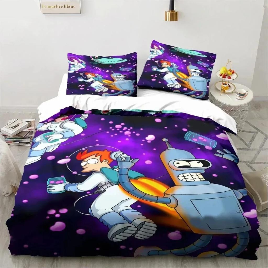 Cartoon Futuramas Bender Bedding Set Duvet Cover Bed Set Quilt Cover Pillowcase Comforter King Queen Size Boys Adult Bedding Set