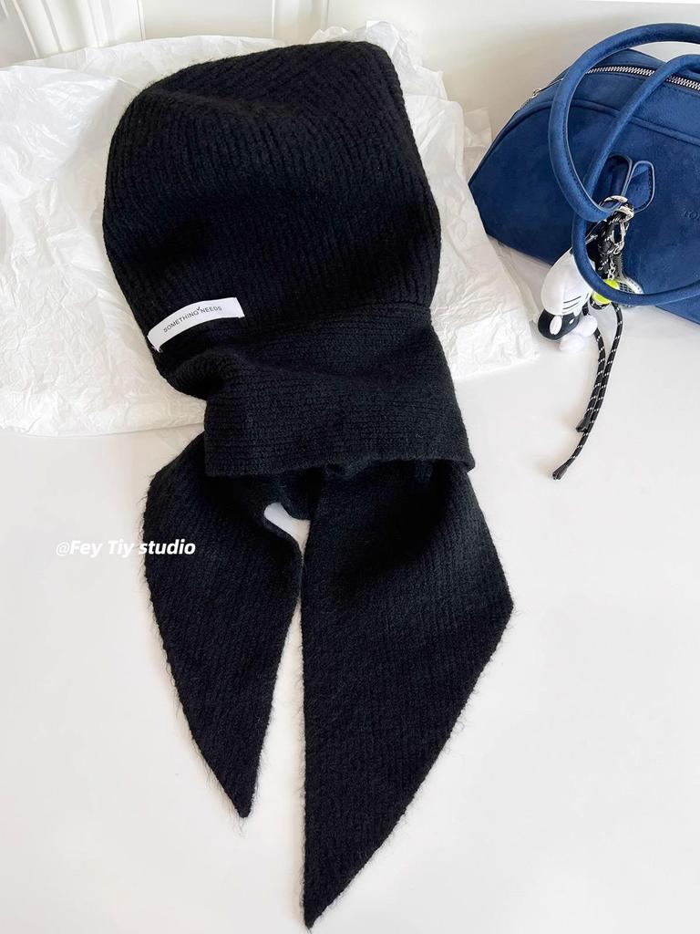 Korean Style Knit Hat & Scarf with Ear Protection - Women's Winter Balaclava