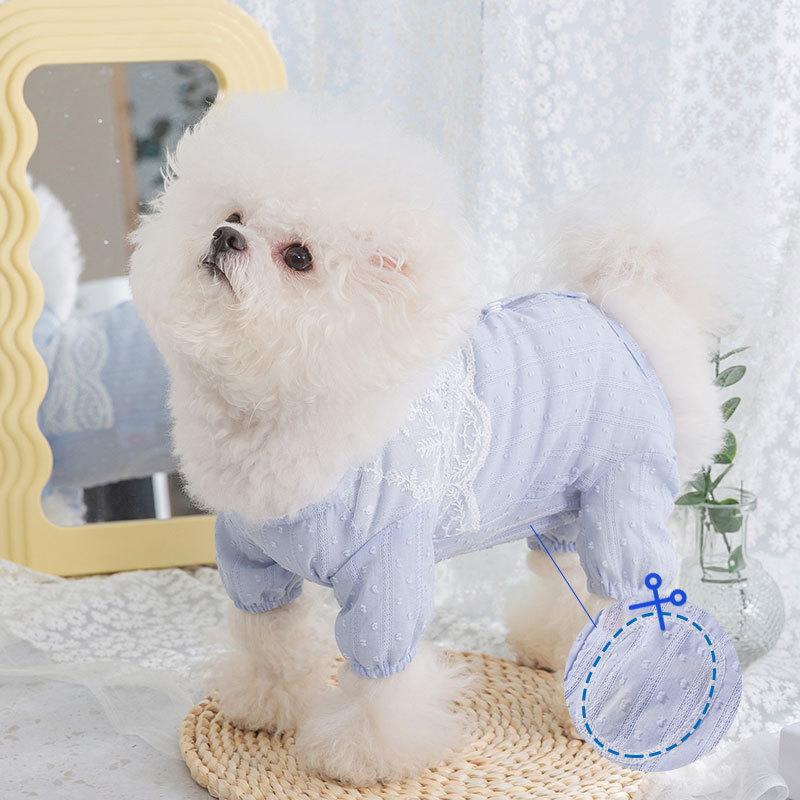 Spring and Summer Puppy Dog Home Clothes Romantic Lace Four-legged Belly Clothes Summer Air-conditioning Clothes Teddy Bear Pet Clothes