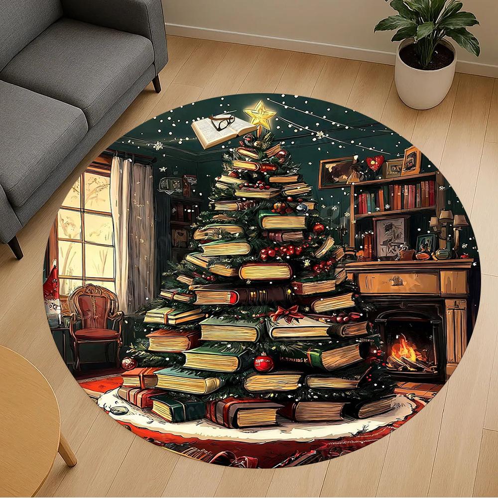 1PC Christmas Tree Office Round Area Rug, Under Office Chairs Bedroom Living Room Home Decor,Carpet for Office, -1110210