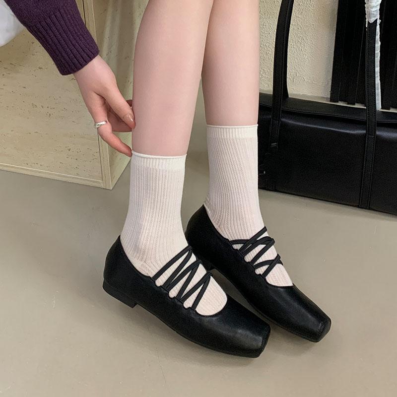Fashion New Fashion Elastic Band Women Flats Slip On Shoes Casual Female Square Toe Footwear Shallow Ladies Ballet Flats Shoes lady