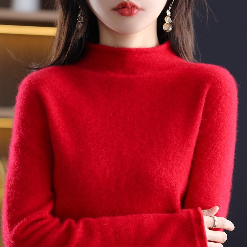 Damen Kaschmirpullover Qinghe Kaschmir 30% Kaschmir 70% Wolle Damen Herbst und Winter Kaschmirpullover weich und warm