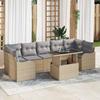 Garden Sofa Set with Cushions and Storage 8 Pcs Beige Poly Rattan
