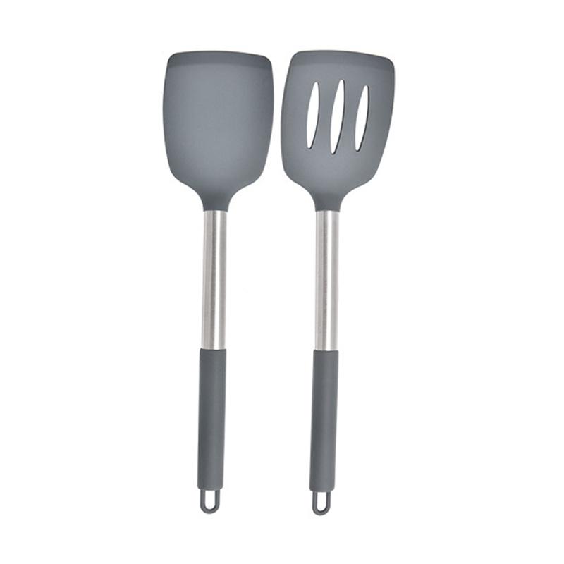 Food Grade Silicone Spatula Heat Resistant Non-Stick Anti-Scratch Kitchen Cooking Utensil for Frying Fish Eggs Multi-Purpose
