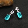 Cao Shi Geometric Square Zircon & Paraiba Sapphire Earrings