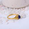 Lapis Lazuli Gold Plated Dainty Ring | Minimalist Brass Gemstone Jewelry | Small Wisdom Stone Gift for Her