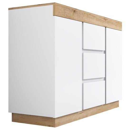 Chest of Drawers with 3 Drawers And 2 Doors, Locker, Storage Function, for Bedroom And Living Room, E1 Chipboard, White+Oak