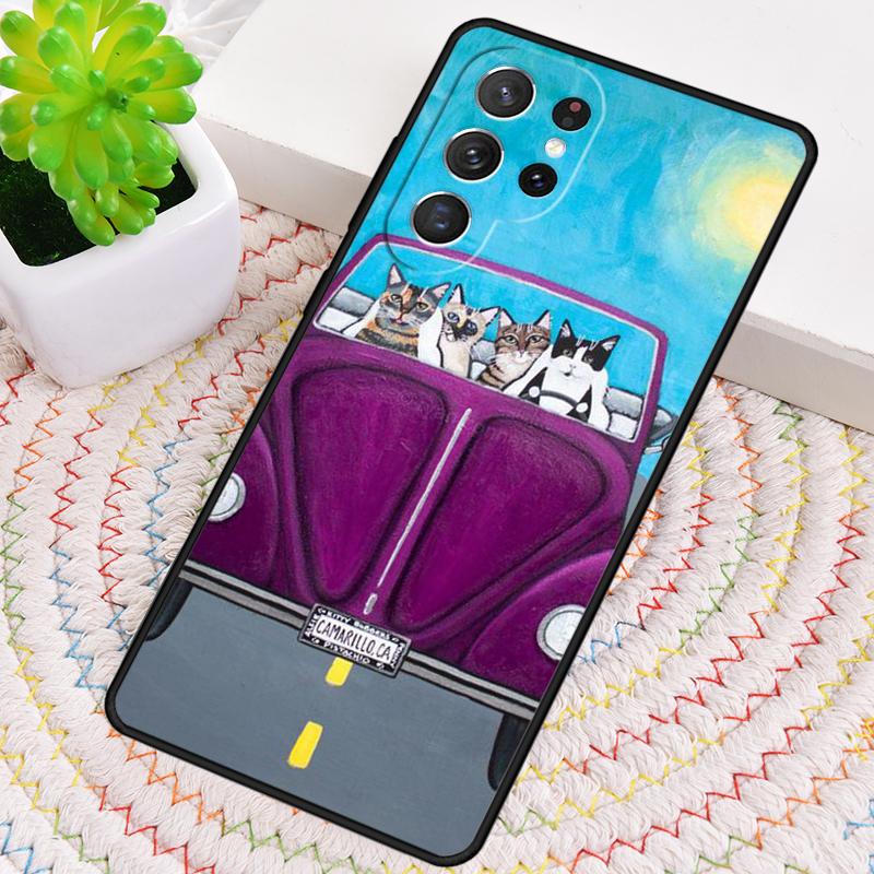 Hippy Peace Bus Cat Silicone Phone Case For Samsung Galaxy note 10 pro S26 S25 S24 S23 S22 S21 Plus S25Ultra Capa Cover