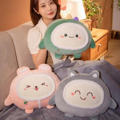 Cute Cartoon Plush Pillow Creative Portable Pillow Sofa Back Cushion Foldable Air Conditioning Blanket 3-in-1 Office Nap Cushion
