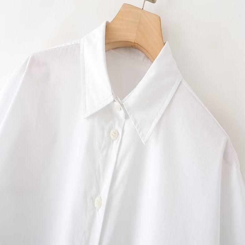 2024 Women's New French Style Temperament Casual All-Matching Loose Short Sleeve Poplin White Shirt 4786056 251