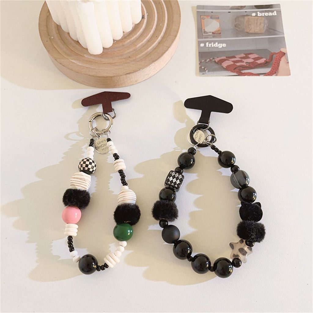 Style Phone Chain With Pvc Beads And Plush Cat Pendant For Unisex Use