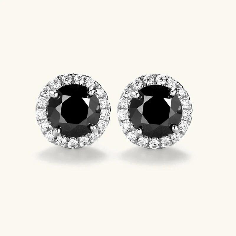6mm Black Round Halo Moissanite Stud Earrings for Women Men Original 925 Sterling Silver D/VVS1 Diamond Luxury Jewelry With GRA