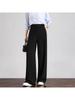 Tall Women's Black Drape Casual Wide-Leg Trousers - Spring/Autumn 2026
