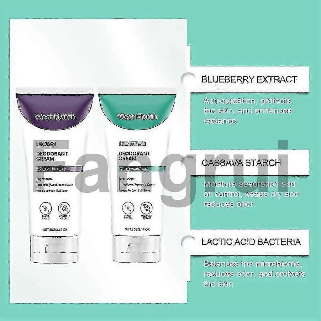 For Natural Probiotic Deodorant Cream Fresh Berry Or Eucalyptus Mint 60g Friendly Travel Size For Od